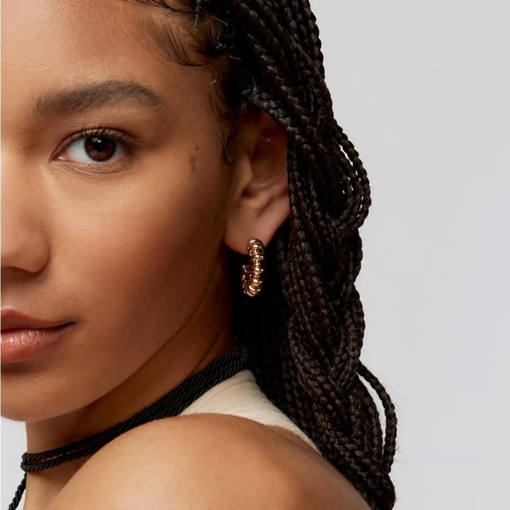 Urban Outfitters Gold Textured Hoop Earring